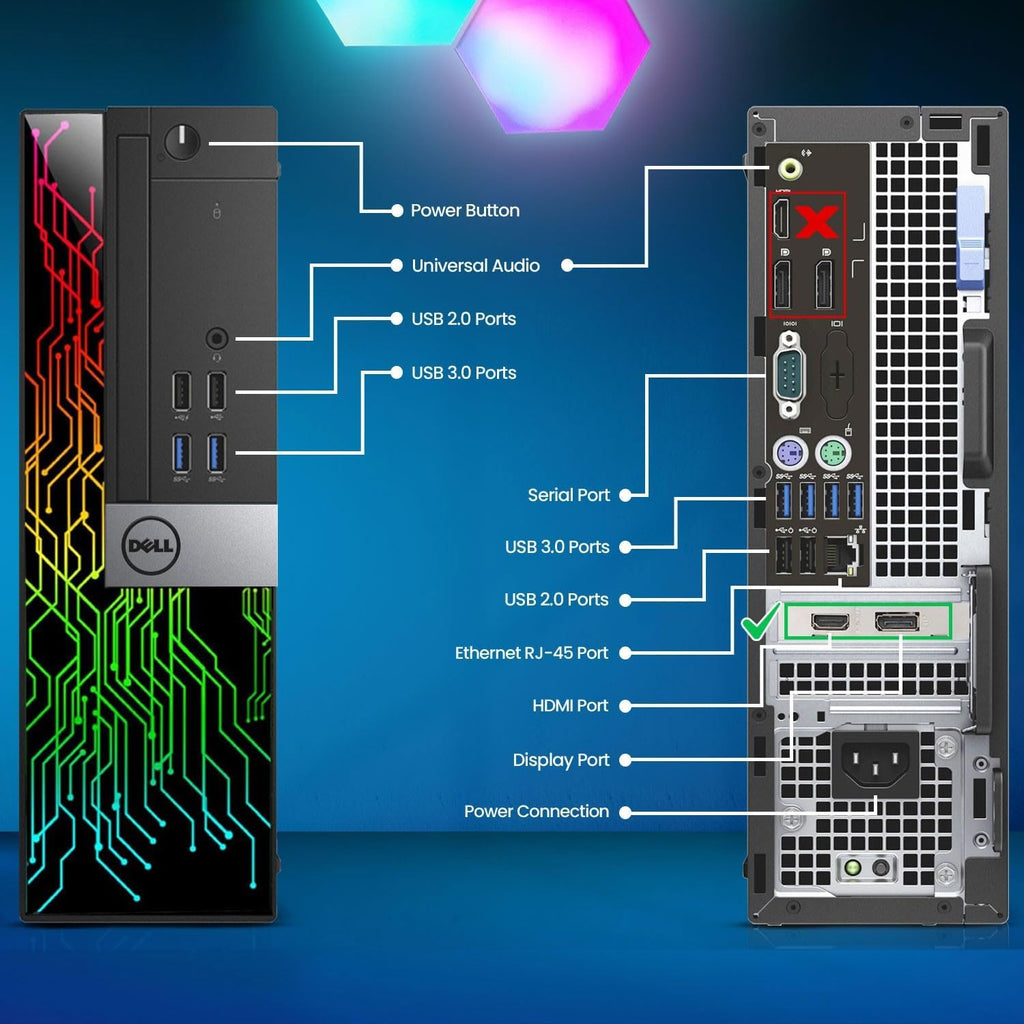 Dell RGB Gaming Desktop Computer PC - Intel Core i5-6500 - 16GB RAM - 512GB SSD - GeForce GTX 1050 Ti - RGB Keyboard & Mouse - WiFi - Windows 11 Pro (Renewed)