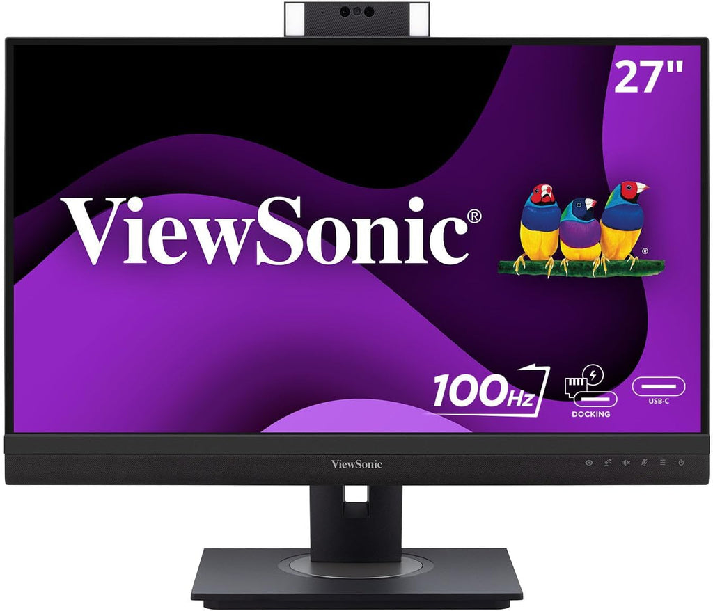 ViewSonic VG2757V-2K 27 Inch 1440p Video Conference Docking Monitor with Windows Hello Compatible IR Webcam, Advanced Ergonomics, and 90W USB C for Home and Office (Renewed)