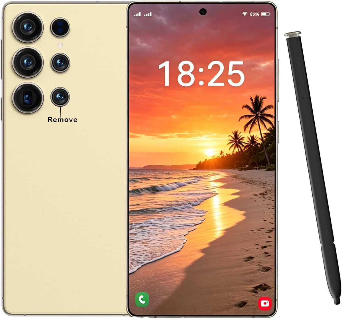 I25U 5G Unlocked Phones,6.9" HD,8000mAh Battery,Android 15.0 Smartphone,8+256GB,72+108MP Camera,Built-in Stylus Pen,5G Dual SIM Cards/Face Unlock/Fingerprint Unlock/GPS.(Gold)