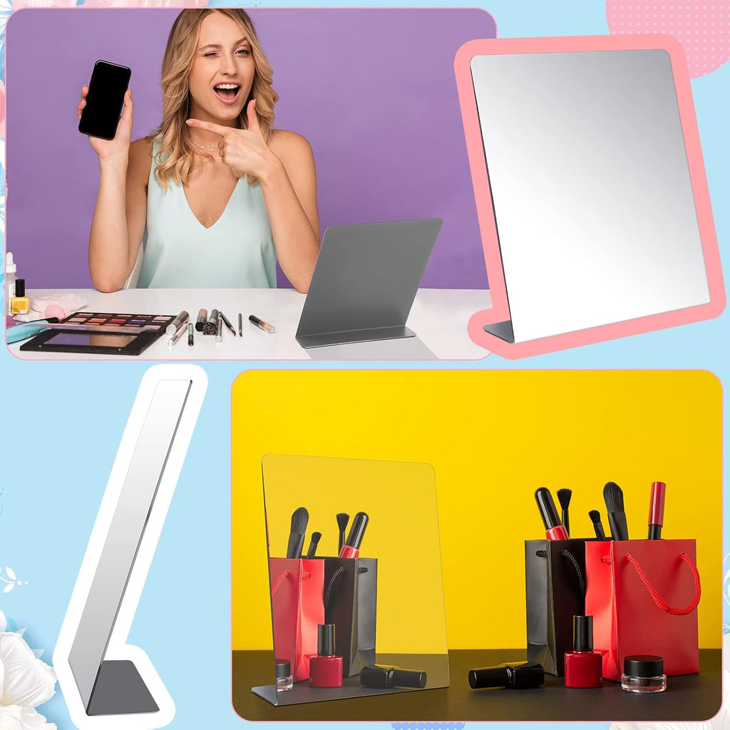 Amyhill 24 Pcs Counter Top Mirror Freestanding Single Self-Portrait Mirror Single Sided Acrylic Desk Glass for Tabletop Bedroom Office Bathroom Home Dorm (8.5 x 9 Inch)