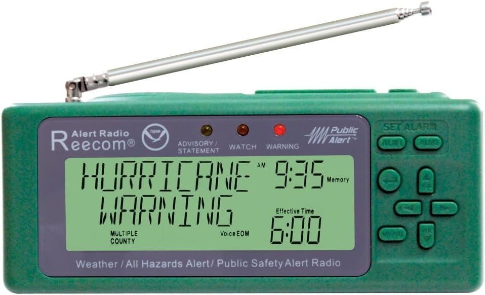 Unique Simultaneously Monitor Multiple Channel/Station Alerts (in Standby) with EOM Detection, Reecom R-200 Same NOAA Weather Alert Radio (Green)