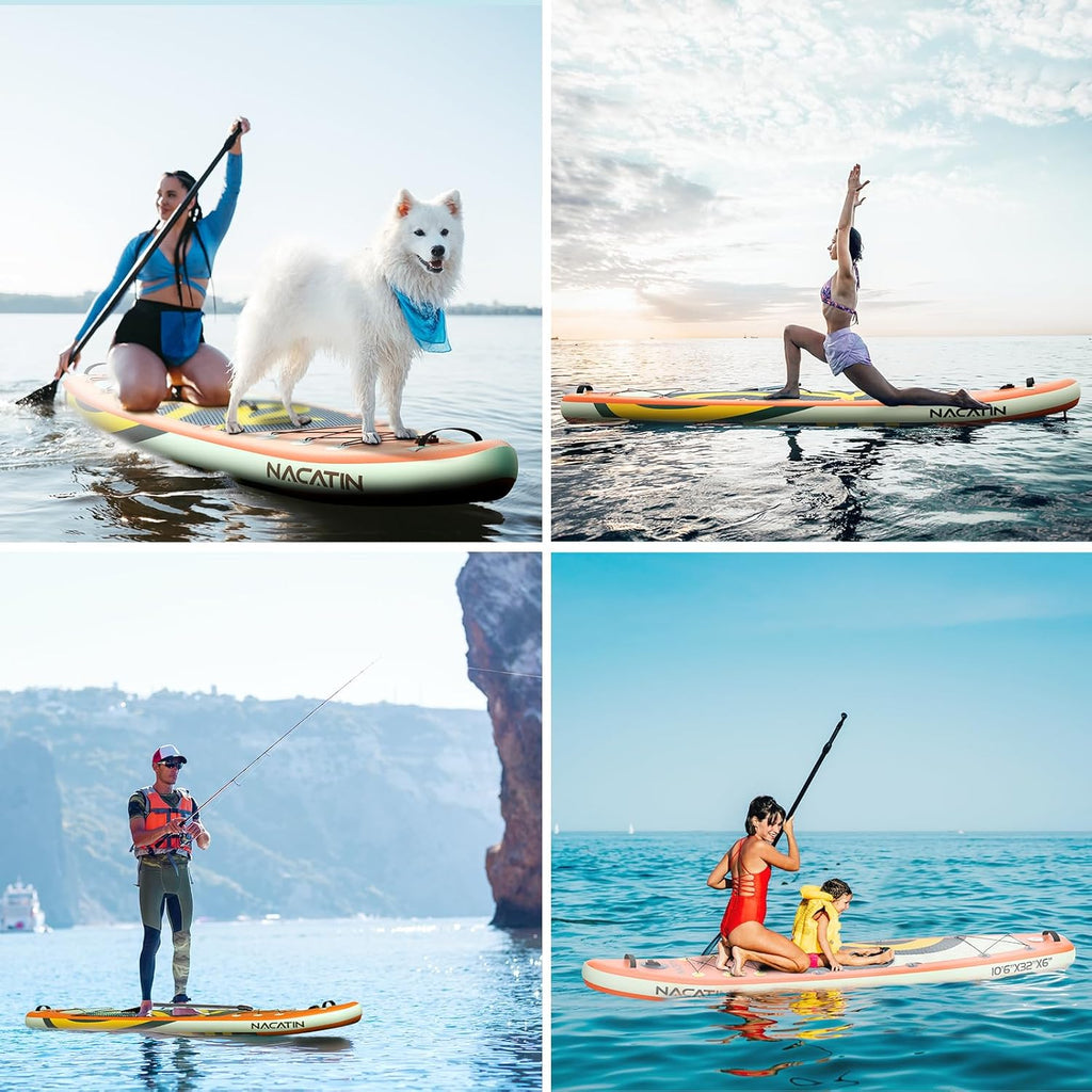 NACATIN Inflatable Stand Up Paddle Board,10'6"Upgrade Version Blow Up Paddle Boards for Adults with Premium SUP Accessories& Backpack,Adjustable Paddle,Camera Mount,Hand Pump, for Lake, River, Yoga