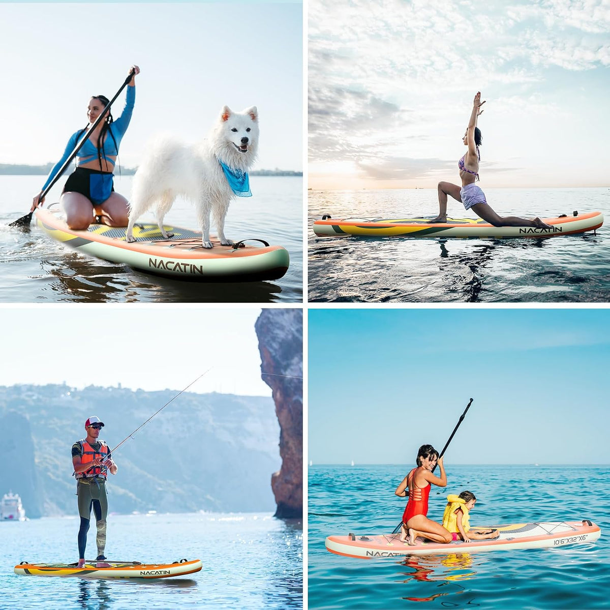 NACATIN Inflatable Stand Up Paddle Board,10'6"Upgrade Version Blow Up Paddle Boards for Adults with Premium SUP Accessories& Backpack,Adjustable Paddle,Camera Mount,Hand Pump, for Lake, River, Yoga
