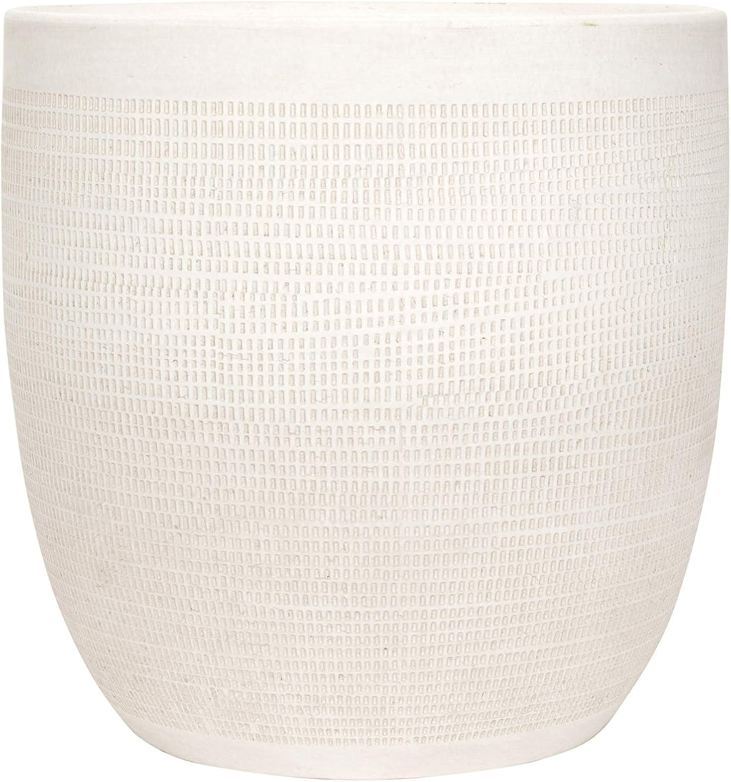 Creative Co-Op Large Matte White Embossed Stoneware Planter