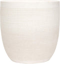 Creative Co-Op Large Matte White Embossed Stoneware Planter
