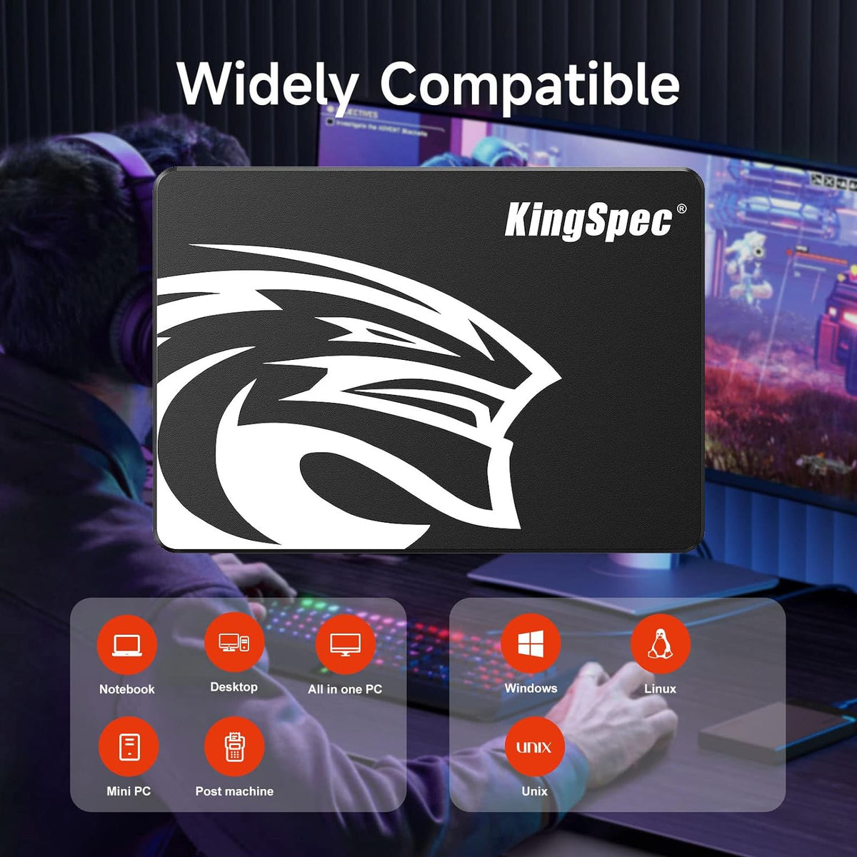 KingSpec 1TB 2.5 SSD SATA III Internal - 550MB/s Read, 520MB/s Write with 3D NAND Flash, for Laptop & Desktop PC Upgrade