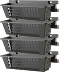 Suncast 4 Pack Accessory Baskets, Resin Organizers for Shed, Black, 25" x 7.25" x 7" - Outdoor Storage, 30 lb Weight Capacity, EZ Bolt Wall-Mount