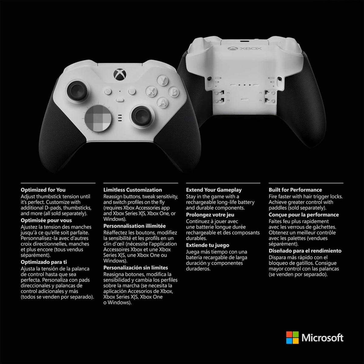 Xbox Wireless Gaming Controller | Elite Series 2 Core | White | Console, PC, and Android | Adjustable Thumbsticks | Trigger Locks