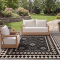 SAFAVIEH Washable Rug Outdoor Veranda Collection - 8' x 11', Black & Cream, Non-Shedding & Easy to Clean, Ideal for Patio, Backyard, Mudroom (VER099-0421)