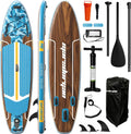 11ft Inflatable Stand Up Paddle Board, Wood Grain Ultra Lightweight SUP, 430lb Capacity for Adults Youth Family, for Fishing Surfing Camping, Includes Backpack & Pump