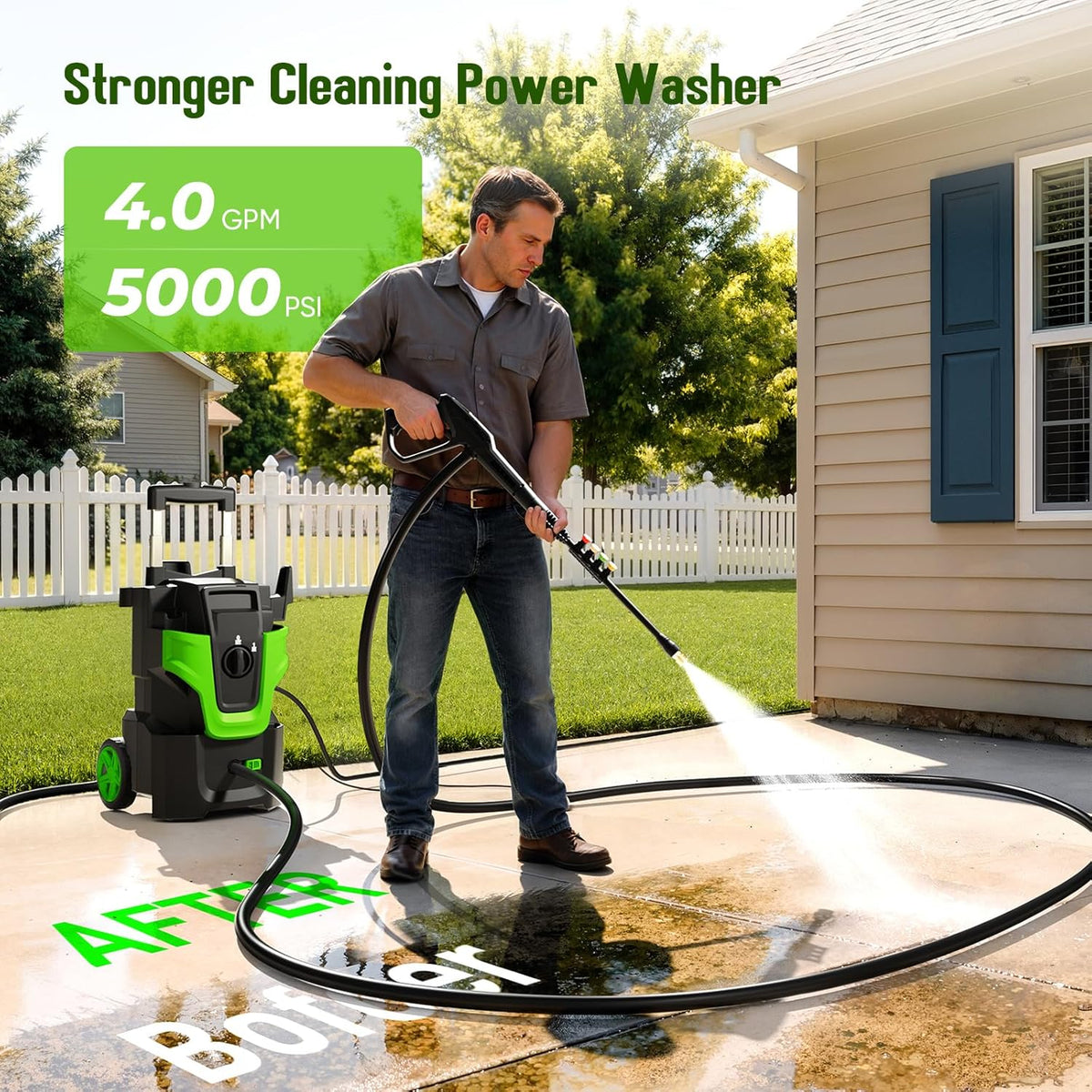 Heavy Duty 5000 MAXPSI Pres*Sure Washer, Power Cle*aner, Green