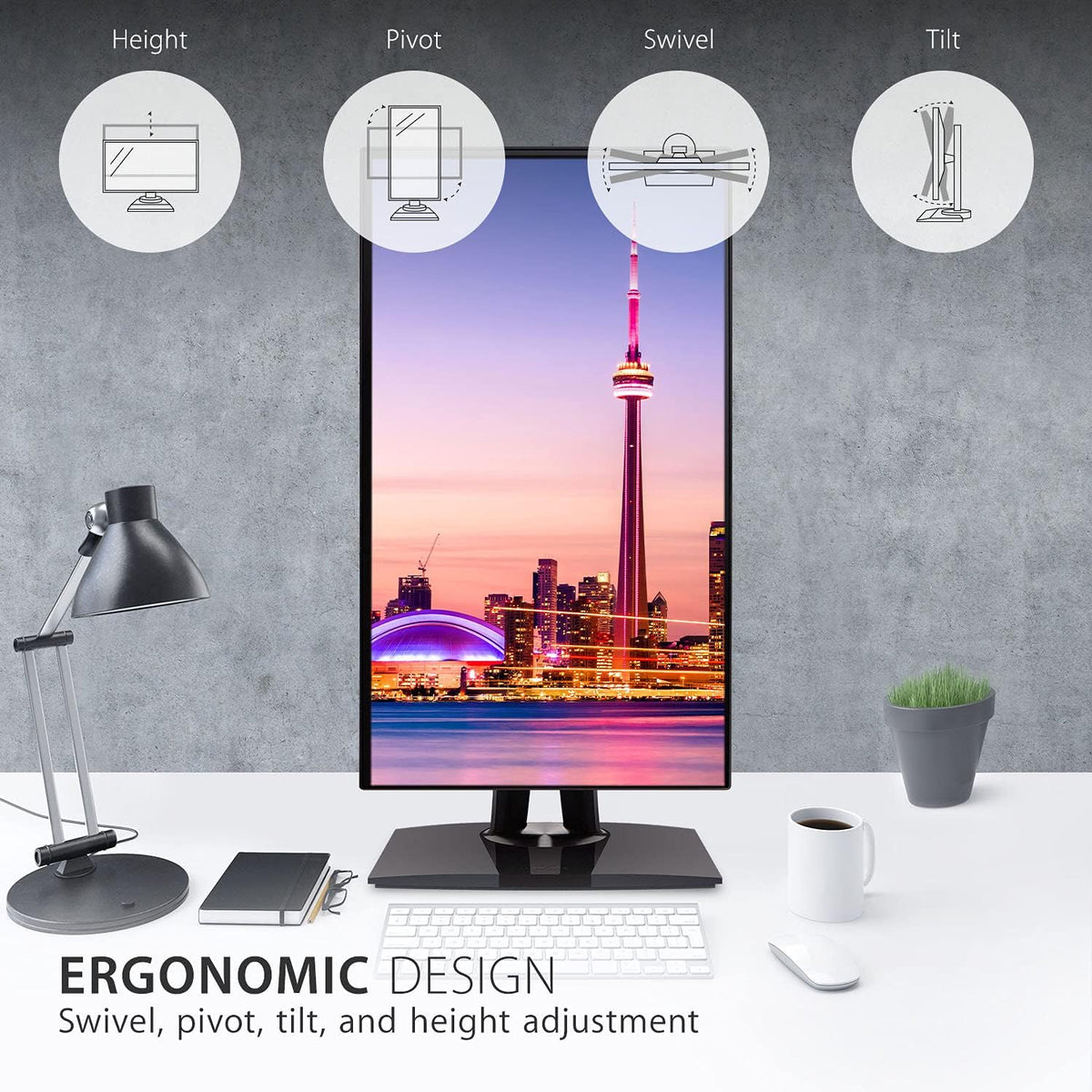 ViewSonic VP2468a ColorPro 24 inch 1080p IPS Monitor with 100% sRGB, Rec 709, USB C (65W), RJ45, Color Blindness Mode, Hardware Calibration for Photo and Graphic Design (Renewed)