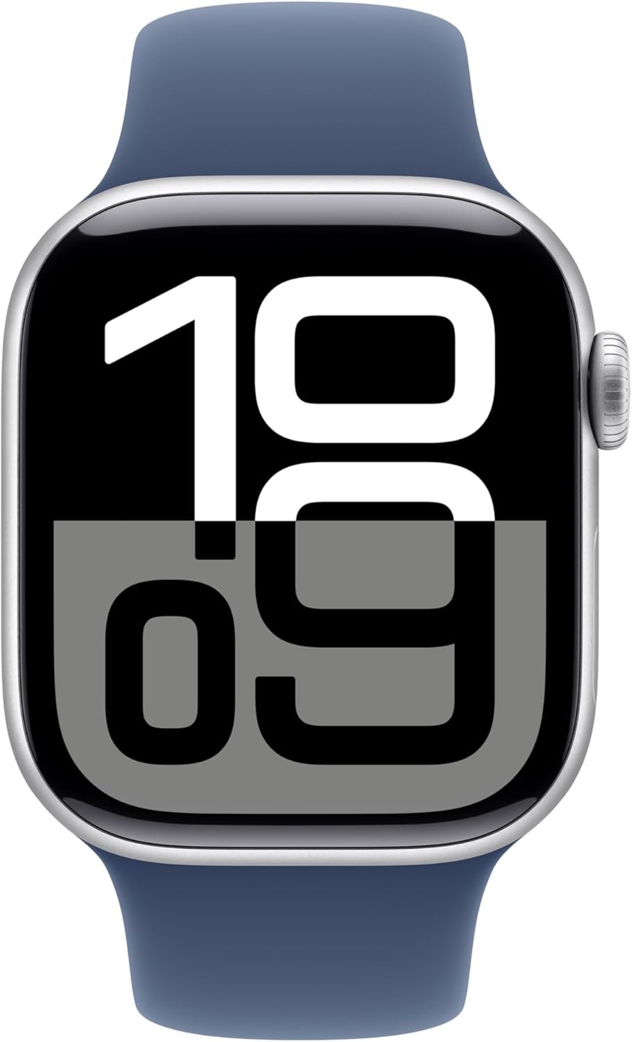Apple Watch Series 10 GPS 42mm with Silver Aluminium Case with Denim Sport Band - S/M. Fitness Tracker, ECG App, Always-On Retina Display, Water Resistant with AppleCare+ (2-years)