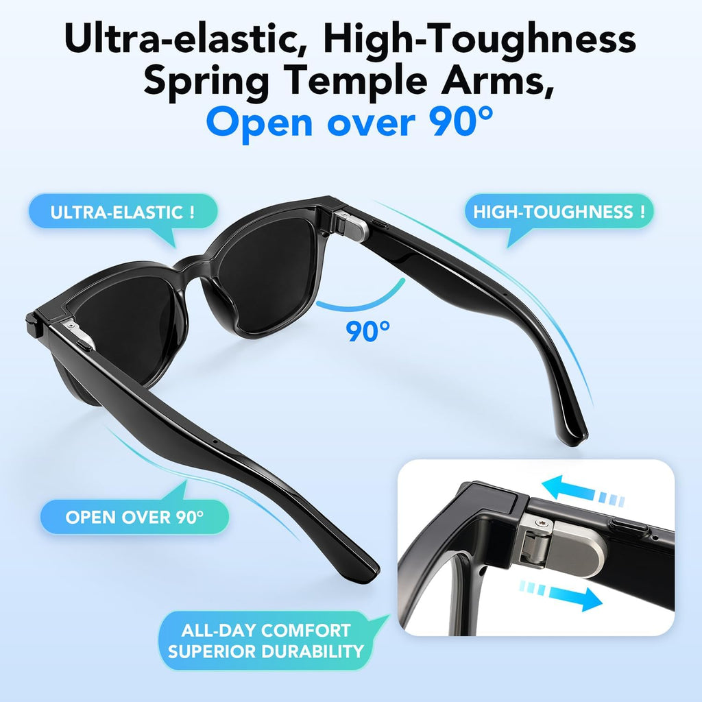 King Will AI Bluetooth Smart Glasses with 8MP Camera & Privacy Protection, 4K 1200P Pro-Stabilized Video Recording, 139+ Language Real-Time Translation, AI Voice Assistant, 8H Playtime, Sunglass Lens