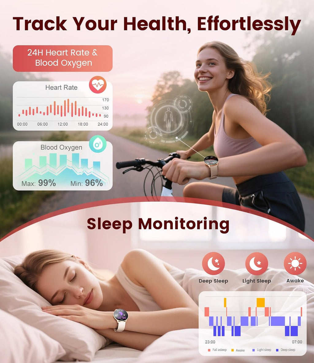 LIGE Smart Watch for Women with Make/Answer Call, 1.43'' HD AMOLED Fitness Tracker for Android iOS, Smartwatch with 110+ Sport Modes, IP68 Waterproof