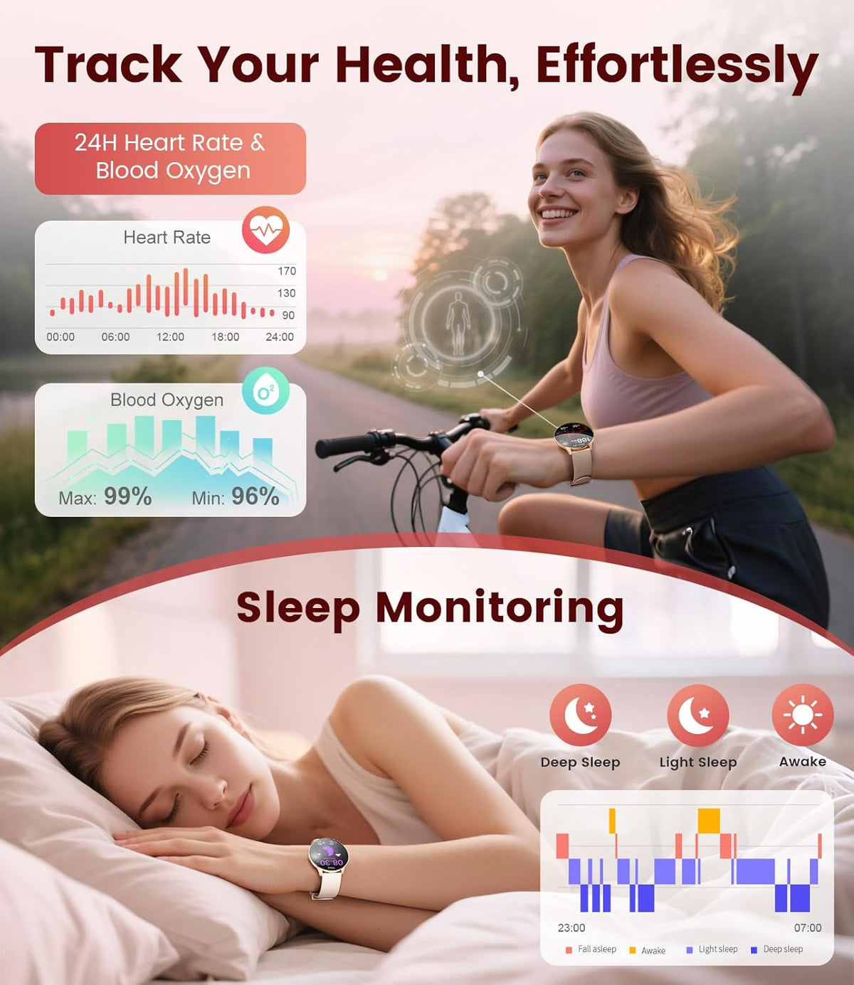 LIGE Smart Watch for Women with Make/Answer Call, 1.43'' HD AMOLED Fitness Tracker for Android iOS, Smartwatch with 110+ Sport Modes, IP68 Waterproof