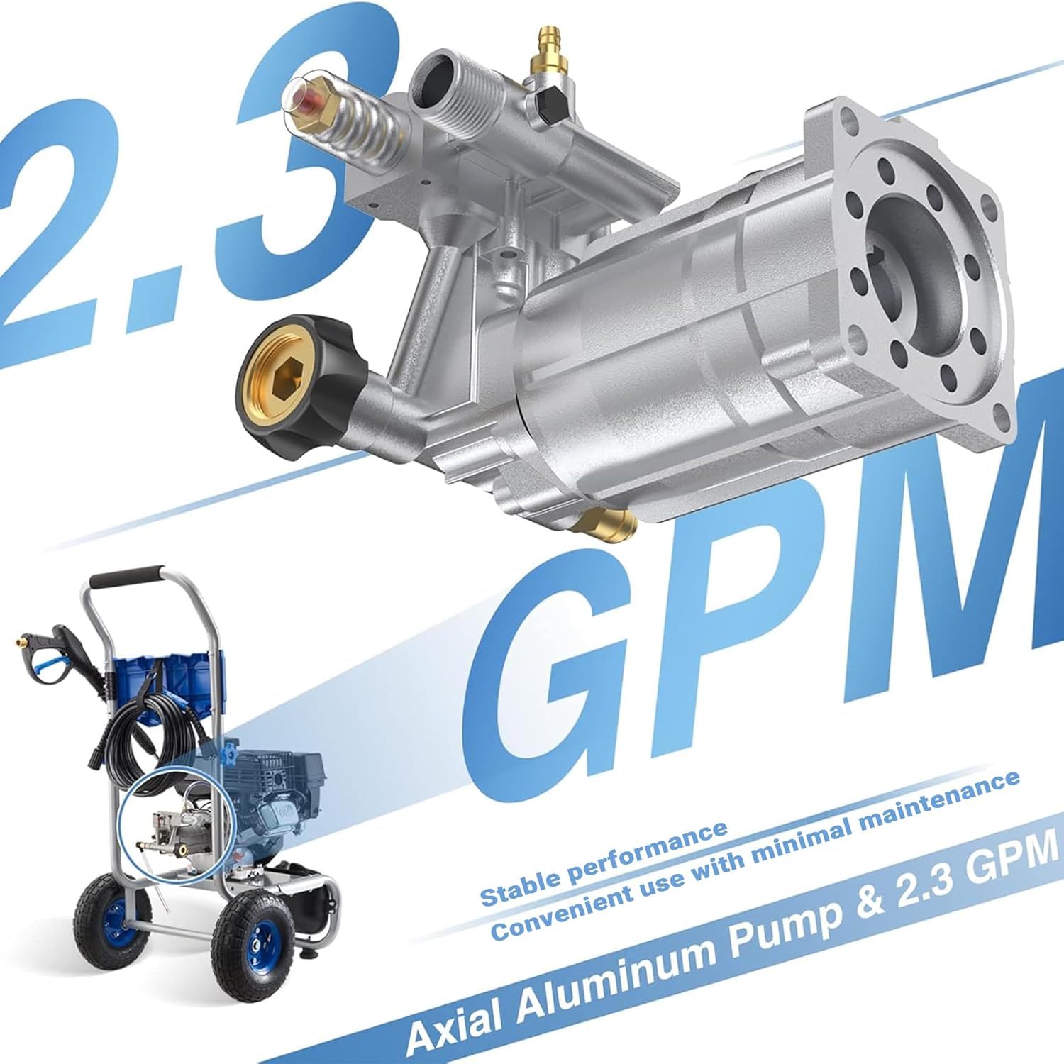 3500PSI Gas Pressure Washer, 2.3GPM Gas Powered High Pressure Washer with 209CC Engine, 4 Adjustable Nozzles, 25 ft High Pressure Hose for Cleaning Walls, Terraces, Vehicles, Garden (Blue)