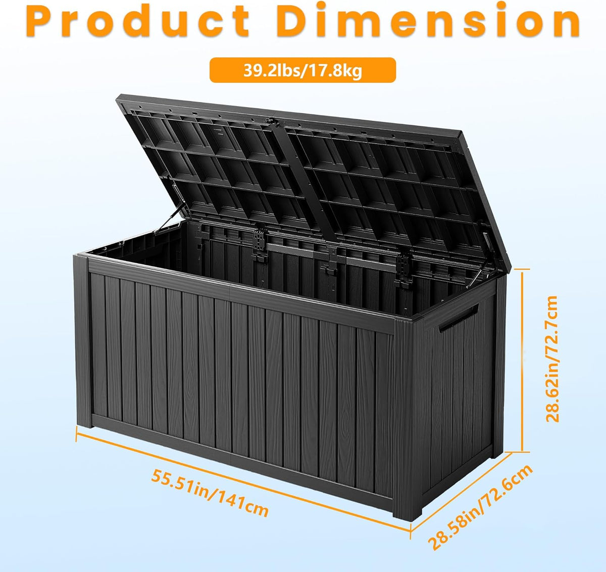 Outdoor Storage Box Waterproof, 200 Gallon Lockable Resin Large Deck Box, Patio Storage Bin for Pool Accessories Cushion Furniture, Garden Tools, UV-Resistant Outside Delivery, Black