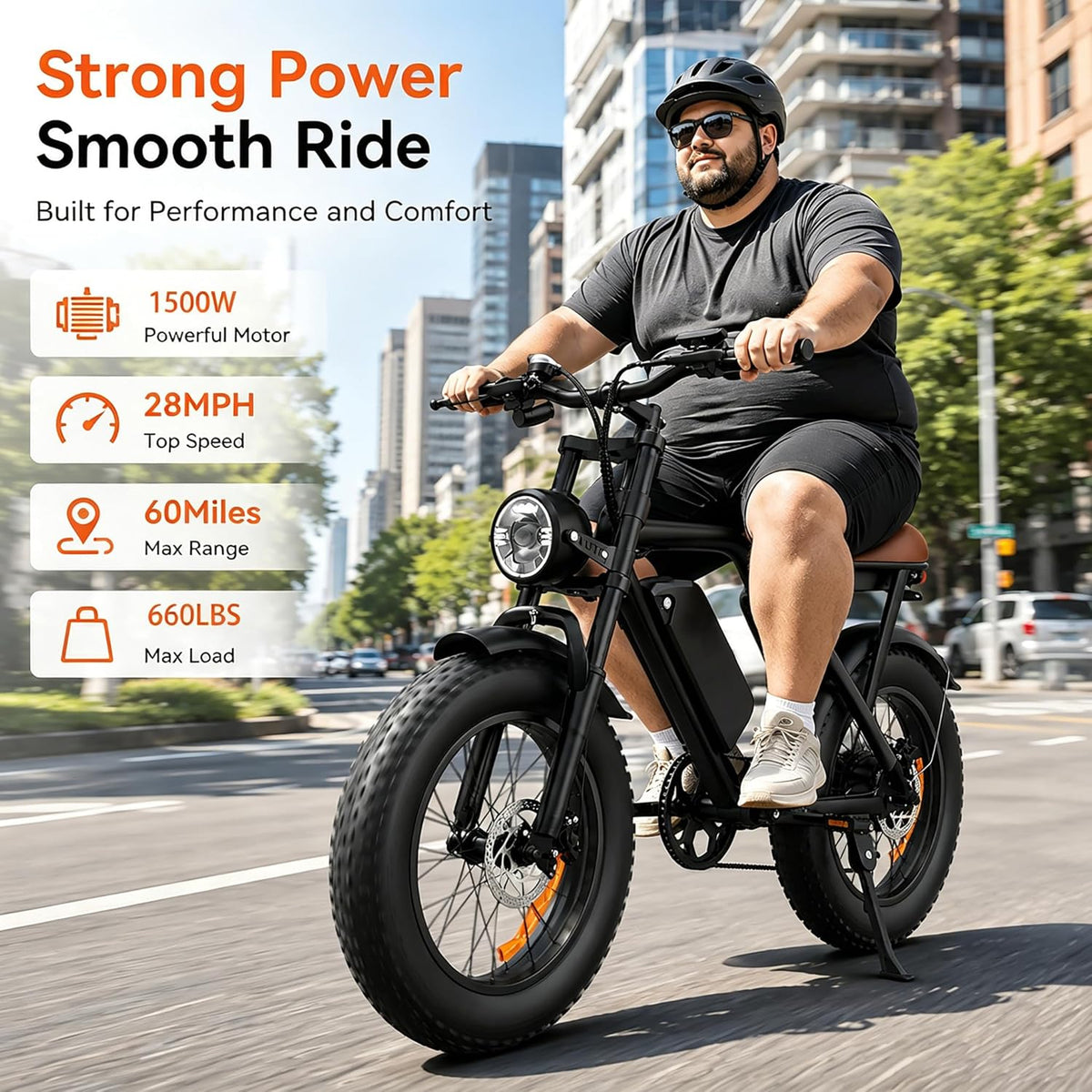 Electric Bike for Adults, 1500W Peak Motor 28 MPH 50Miles, Fat Tire Ebike with 48V Removable Battery 20"x4.0" ebikes for Adults Hydraulic Suspension and 7-Speed, All-Terrain Unisex ebikes