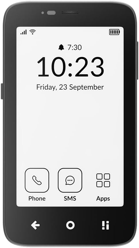 mudita Kompakt Minimalist Dumb Phone with E Ink® Display – Unlocked Cell Phone for Focus, Privacy & Distraction-Free Living, Long Battery Life, Bluetooth, Easy to Use - Charcoal Black