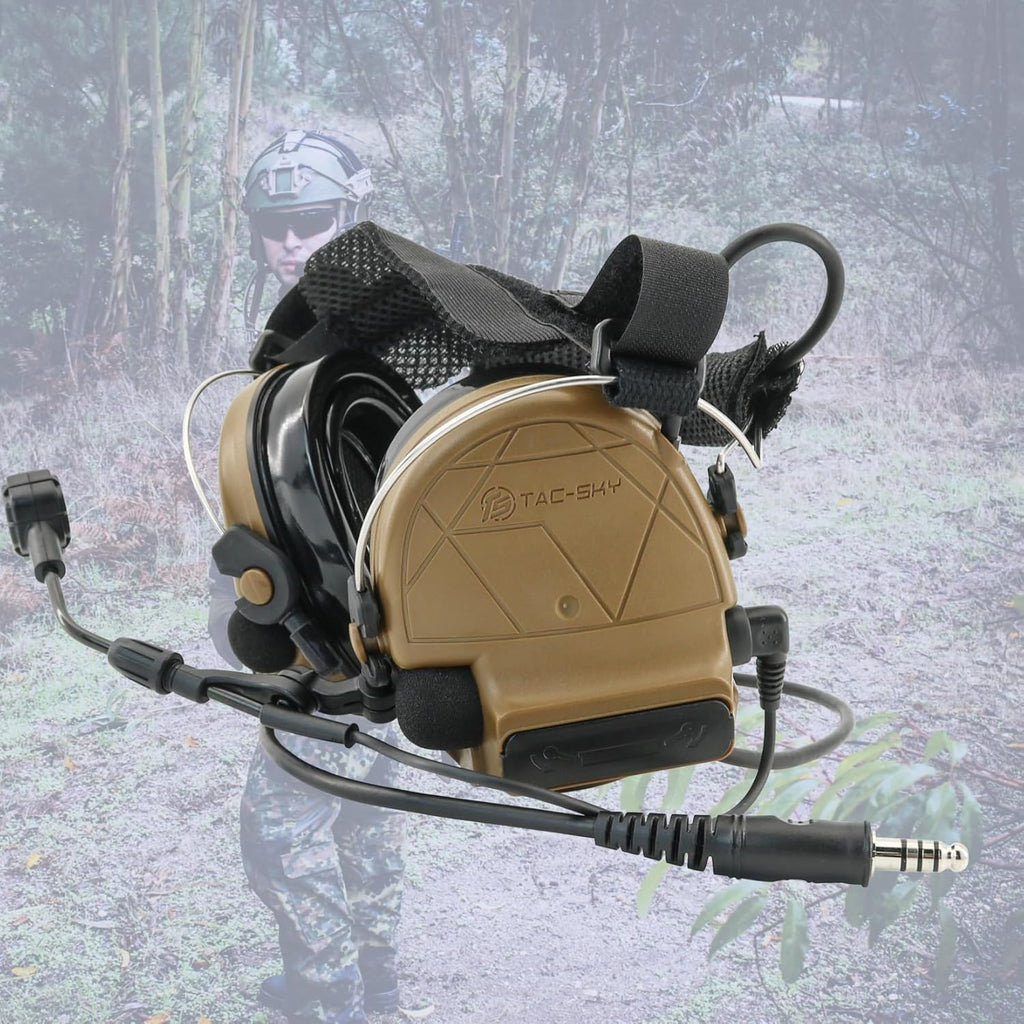 HEARFALCOM Tactical Headset C5 PRO Headphones with Mic Noise Cancelling for kenwoo Two-Way Radio for Airsoft CS Gaming