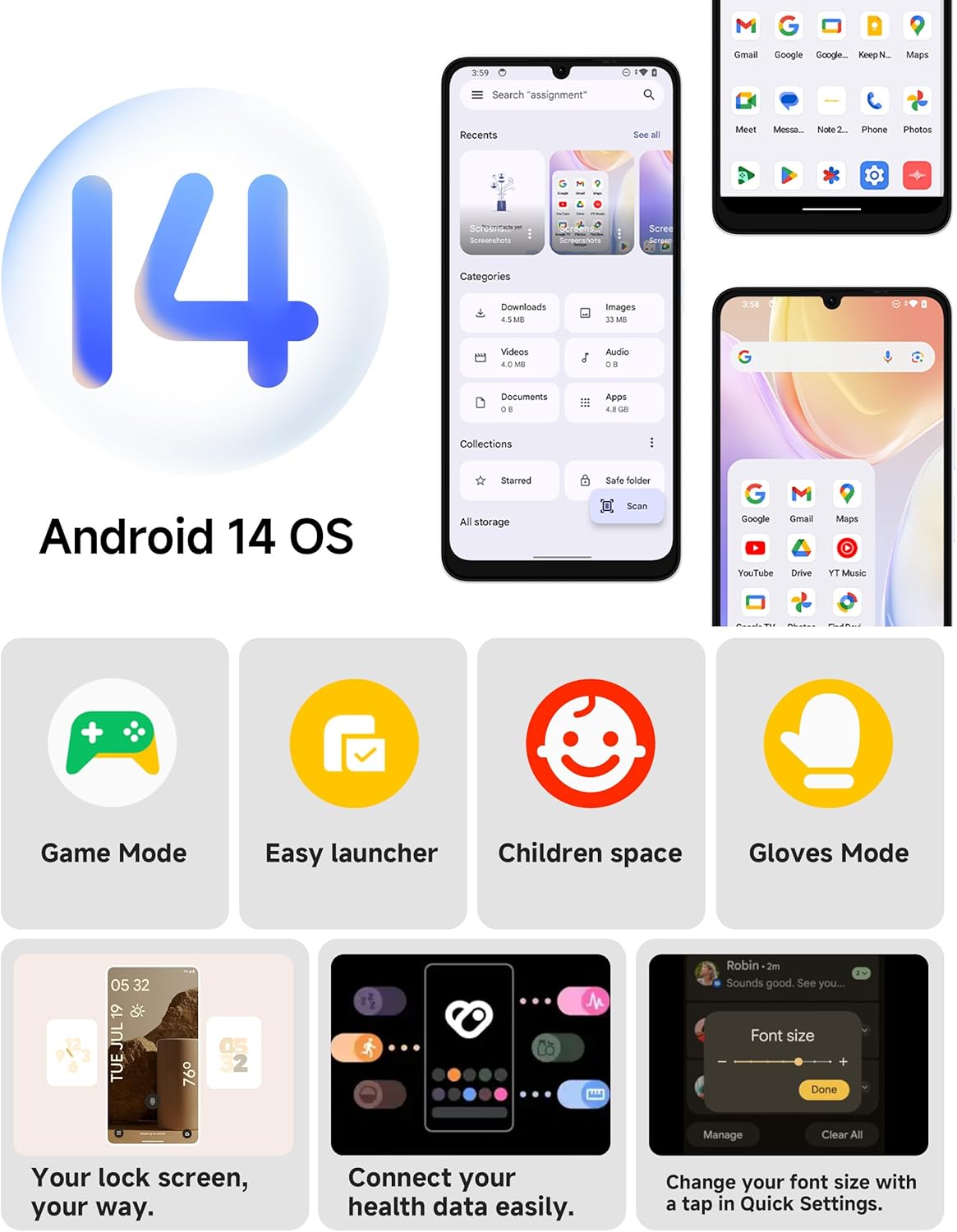Ulefone Note 20 Pro Phone Unlocked, 8GB+128GB, 8-Core, 6.75" 90Hz Display, Android 14, 50MP AI Camera, 6000mAh Battery, Dual 4G LTE, Fingerprint/Face Unlocked Smartphone, Widevine L1, GPS, White