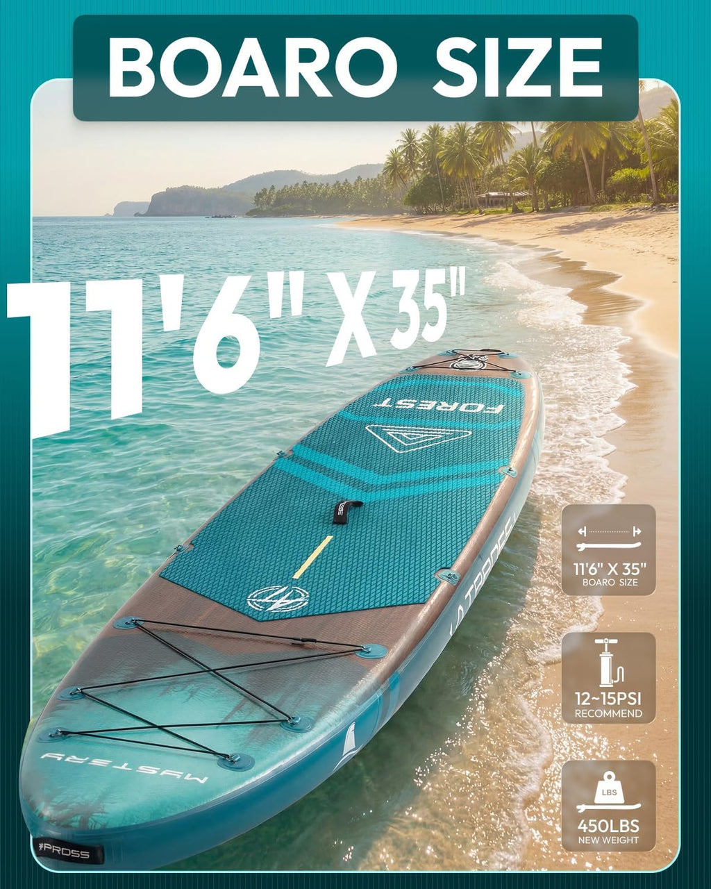 11'6"x35" Inflatable Paddle Board, 450lbs Extra Wide Stand Up Paddleboard for Adults with Premium SUP Accessories Kit & Backpack, Blow Up Kayak Non-Slip Stable Deck Boat for Yoga Fishing Surf
